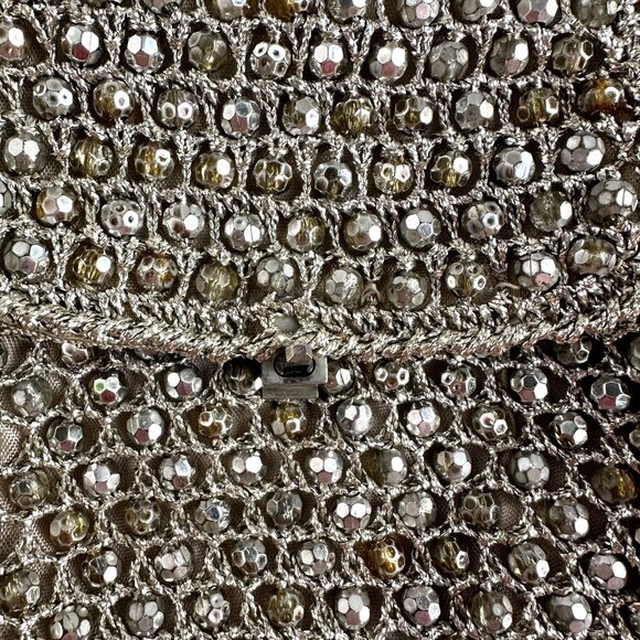 Barbara Lee Metallic Thread Beaded Purse Made in Italy - Picture 5 of 16